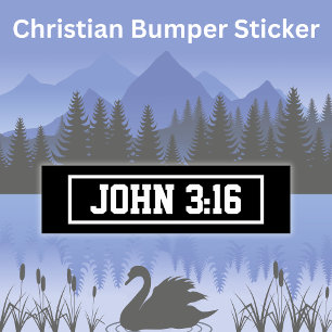 John 3:16 Simple Modern Black and White Christian Bumper Sticker