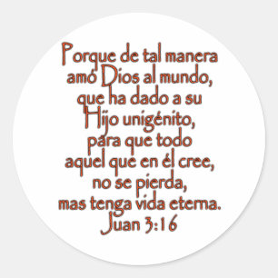 John 3:16 Spanish Classic Round Sticker