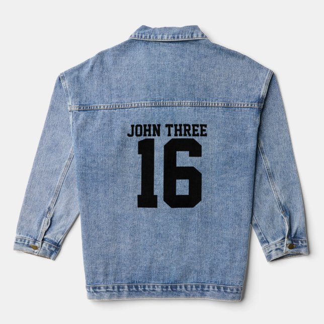 John 3:16 Sport Jersey Christian Denim Jacket (Back)
