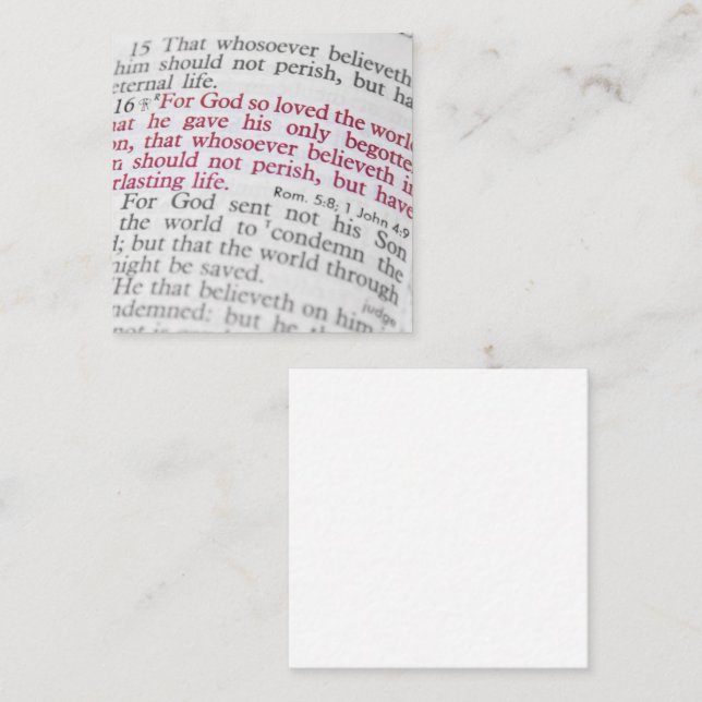 John 3:16 square business card (Front/Back)