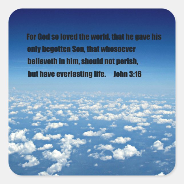 John 3:16 square sticker (Front)