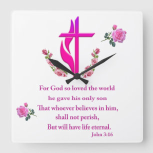 John 3:16 square wall clock