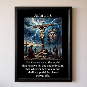 John 3:16 Storm Lightning Mourning Women Poster