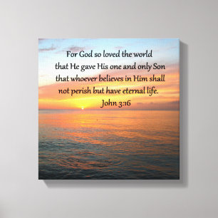 JOHN 3:16 SUNRISE OVER THE OCEAN PHOTO CANVAS PRINT