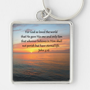 JOHN 3:16 SUNRISE OVER THE OCEAN PHOTO KEYCHAIN