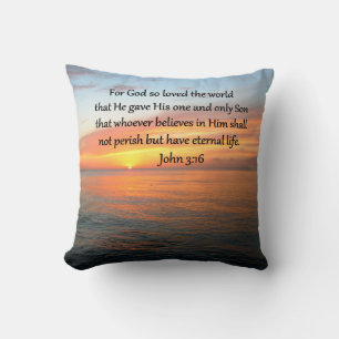 JOHN 3:16 SUNRISE OVER THE OCEAN PHOTO THROW PILLOW