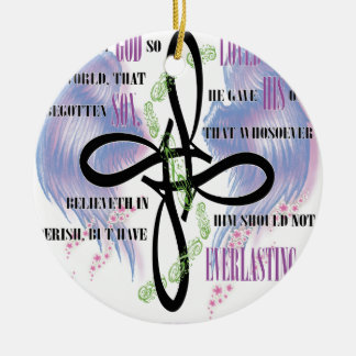 John 3:16 tattoo design ceramic ornament