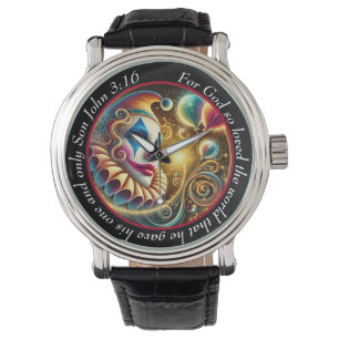 John 3:16 verse Clown Timepiece Joyful Faith Watch