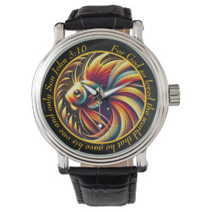John 3:16 Vibrant Fish Timepiece Flowing Faith Watch