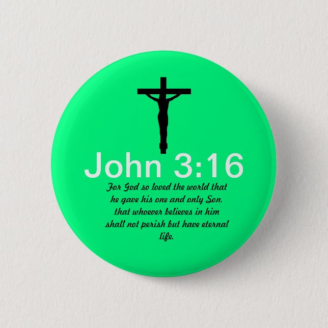 John 3:16 with Scripture Green Button (Front)