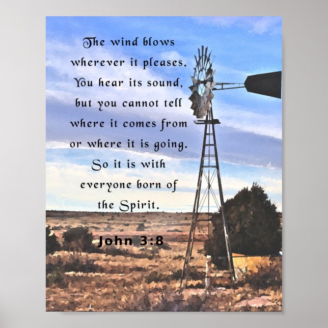John 3:8, Bible verse Poster (Front)