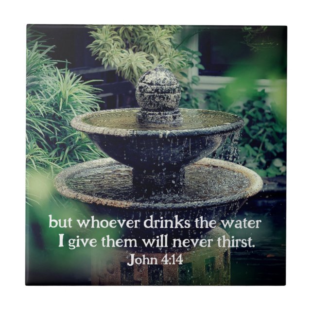 John 4:14 Whoever drinks the water I give Bible  Tile (Front)