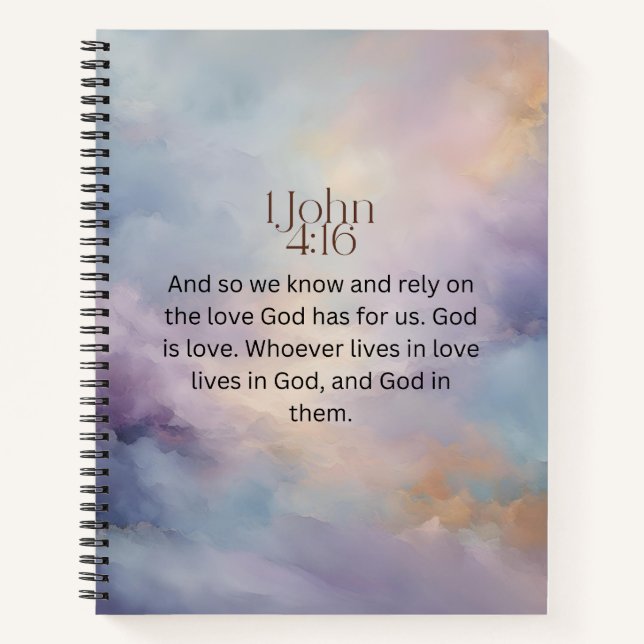 John 4:16 Bible Verse on Watercolor Design Notebook (Front)