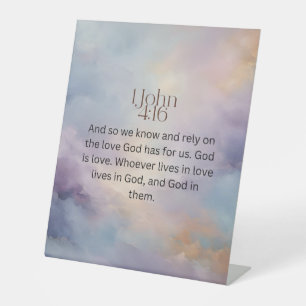 John 4:16 Bible Verse on Watercolor Design Pedestal Sign