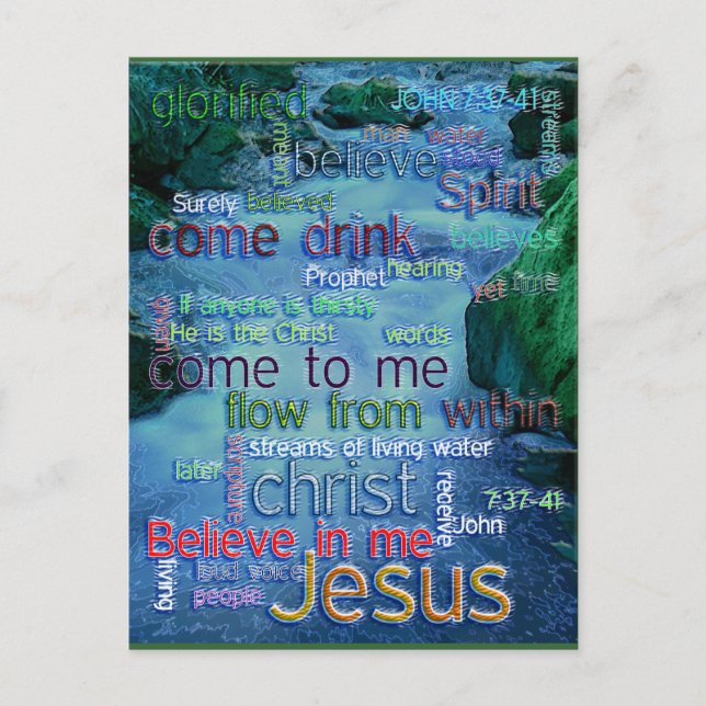 John 7:37-41 Rushing Stream Postcard (Front)