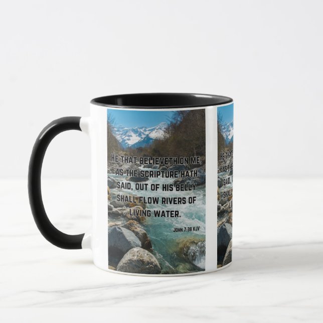 John 7:38 KJV Bible Scripture Pic Two-Tone Mug (Left)