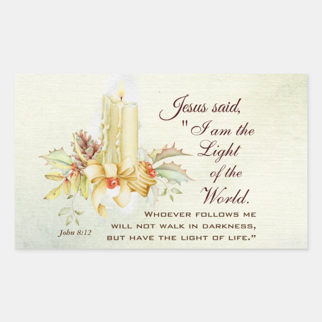 John 8:12 Jesus said, I am the Light of the World Sticker (Front)