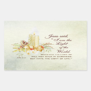John 8:12 Jesus said, I am the Light of the World Sticker