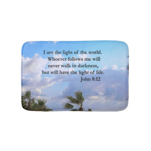 JOHN 8:12 PALM TREE AND OCEAN PHOTO DESIGN BATH MAT