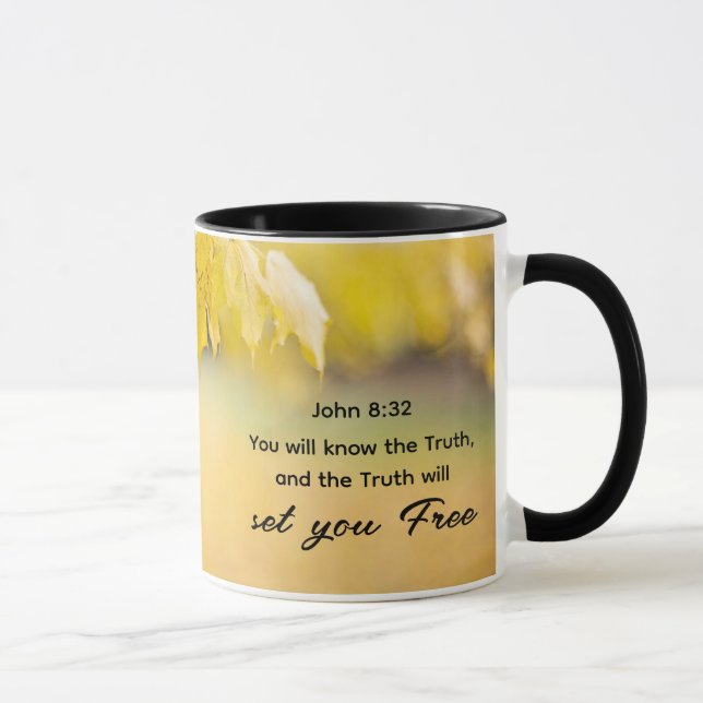 John 8:32 The Truth will set you FREE Bible Verse Mug (Right)