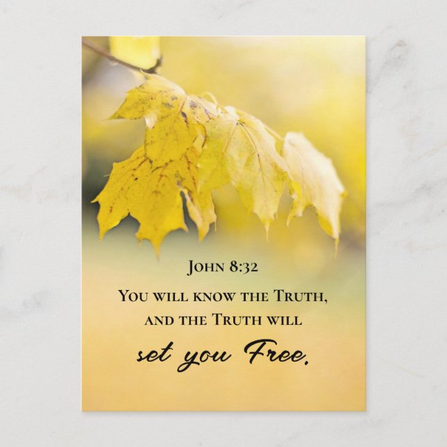 John 8:32 The Truth will set you FREE Bible Verse Postcard (Front)