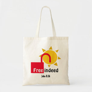 John 8:36 FREE INDEED Customizable Christian Tote Bag