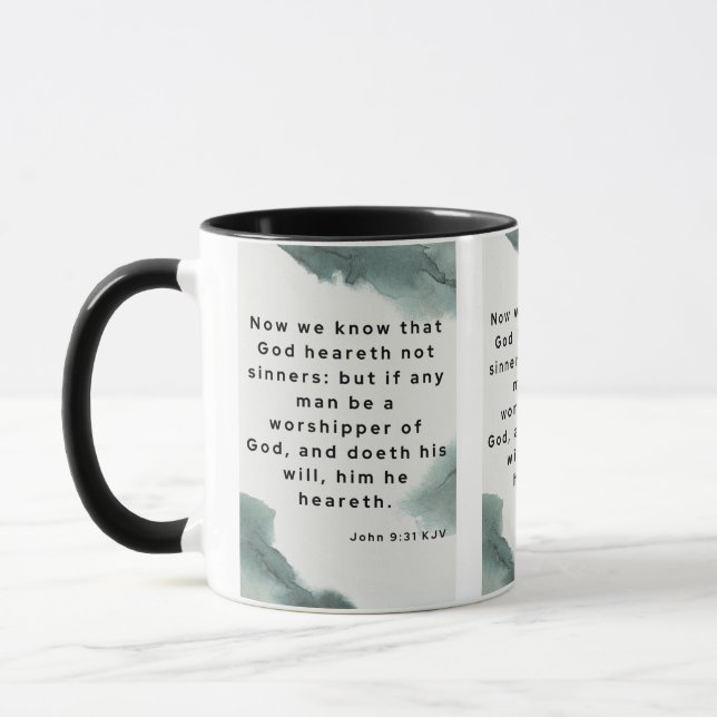 John 9:31 KJV Bible Verse Pic Two-Tone Mug (Left)