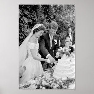 John and Jackie Kennedy Cutting Their Wedding Cake Poster