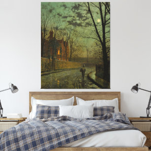 John Atkinson Grimshaw - A Wet Road, Knostrop Canvas Print