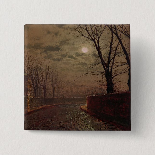John Atkinson Grimshaw | Moonlit Street Scene, 188 2 Inch Square Button (Front)