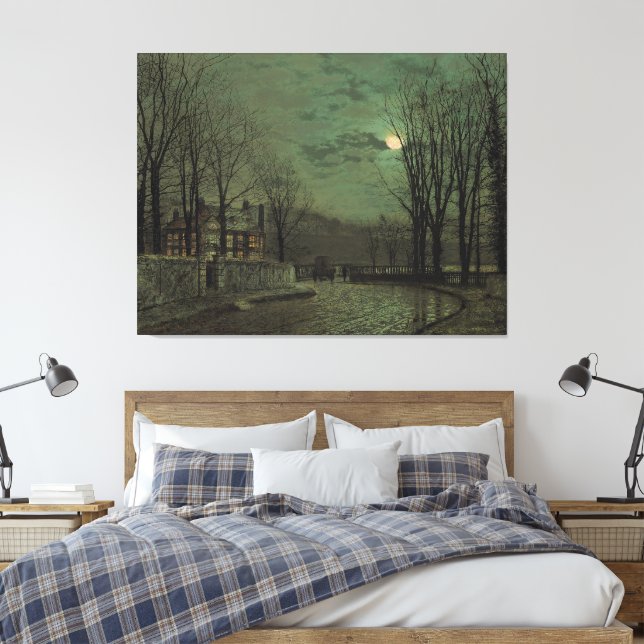 John Atkinson Grimshaw - November Moonlight  Canvas Print (Insitu(Bedroom))