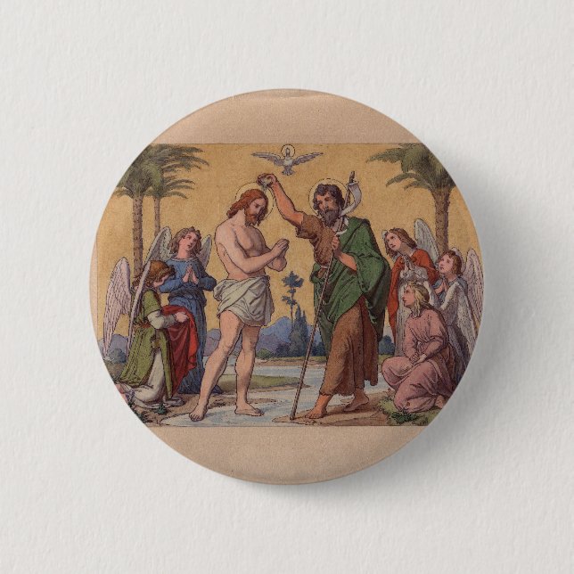 JOHN BAPTIZING JESUS 2 INCH ROUND BUTTON (Front)