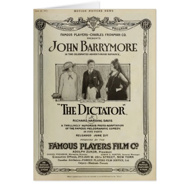 John Barrymore 1915 exposant silencieux et (Devant)