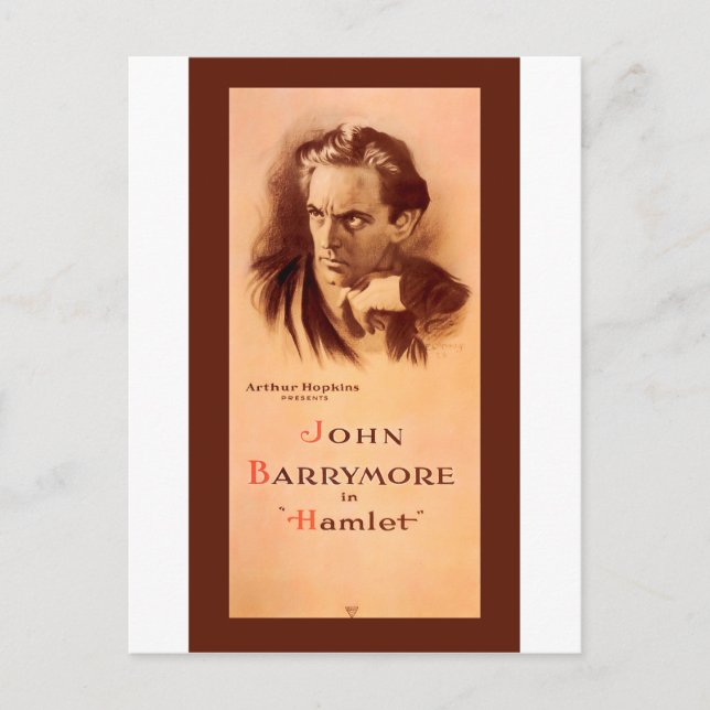 John Barrymore In Hamlet Broadway 1922 Postcard (Front)