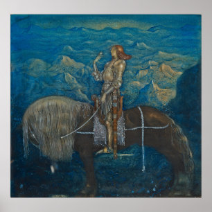 John Bauer - En riddare red Fram 1915 Poster