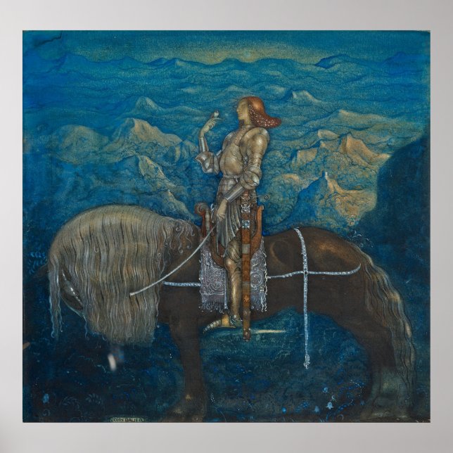 John Bauer - En riddare red Fram 1915 Poster (Front)