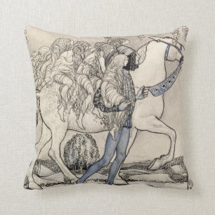 John Bauer He led the Horse at the bridle Throw Pillow