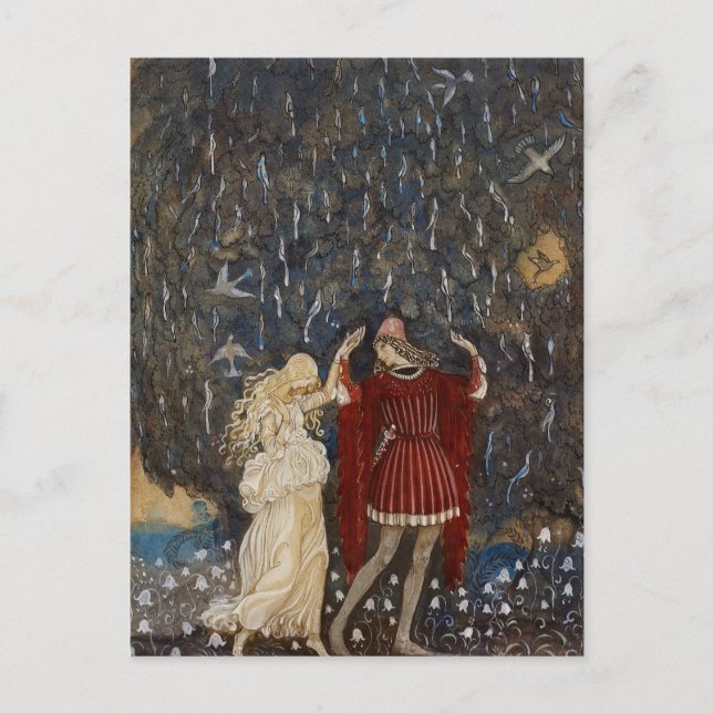 John Bauer Princess and Prince Vintage Art Postcard (Front)
