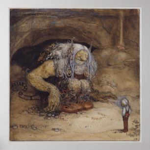 John Bauer - The boy who never was afraid Poster