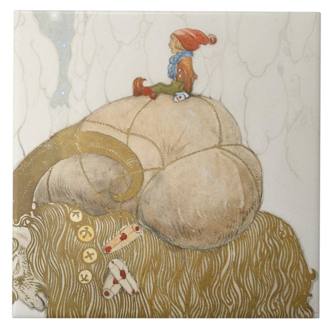 John Bauer - The Christmas Goat Tile (Front)