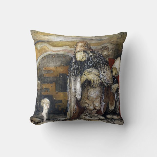 John Bauer Troll Throw Pillow (Front)