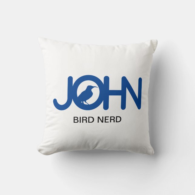 John Bird Nerd Throw Pillow (Front)