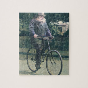 John Boyd Dunlop c Riding Bicycle 1915 Colour Redu Jigsaw Puzzle