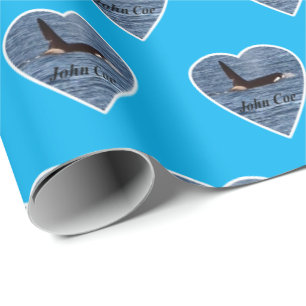 John Coe Orca Killer Whale Blue Wrapping Paper