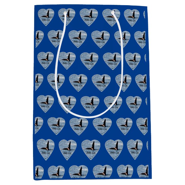 John Coe Orca Whale Personalized Ocean Navy Medium Gift Bag (Front)