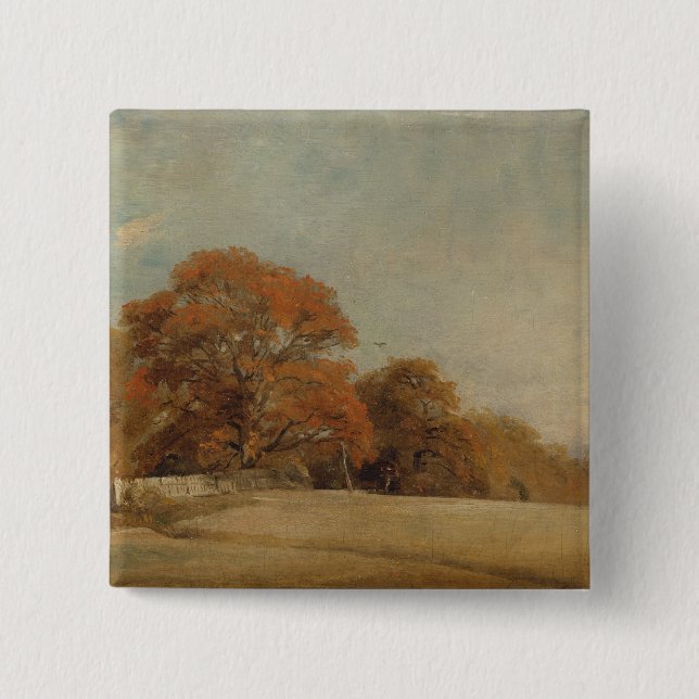 John Constable | An Autumnal Landscape at East Ber 2 Inch Square Button (Front)