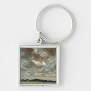 John Constable Extensive Landscape with Grey Clo Keychain
