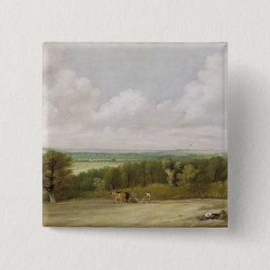 John Constable Landscape: Ploughing Scene in Suf 2 Inch Square Button