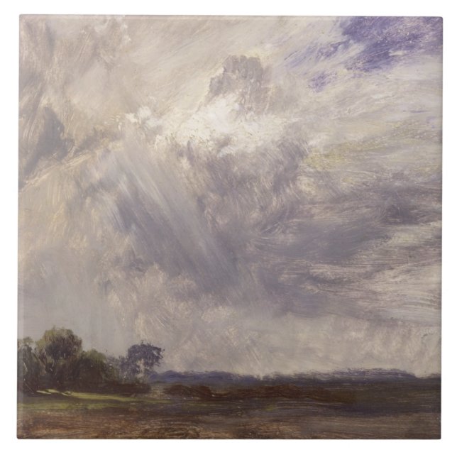 John Constable | Landscape with Grey Windy Sky, c. Tile (Front)