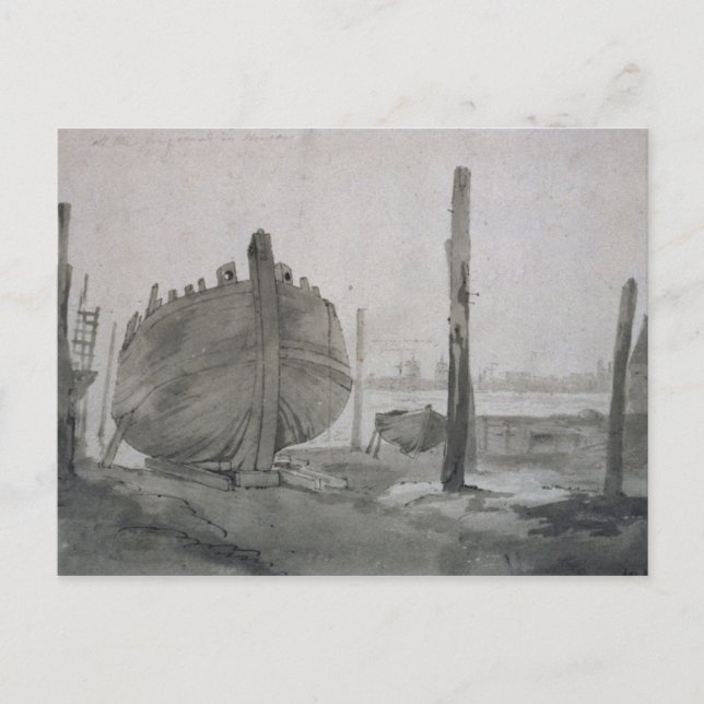 John Constable | River Scene with Vessel at Sunset Postcard (Front)